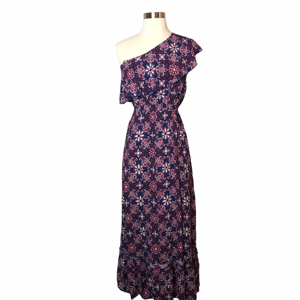Francesca’s MIAMI Blue One shoulder Maxi Dress XXS